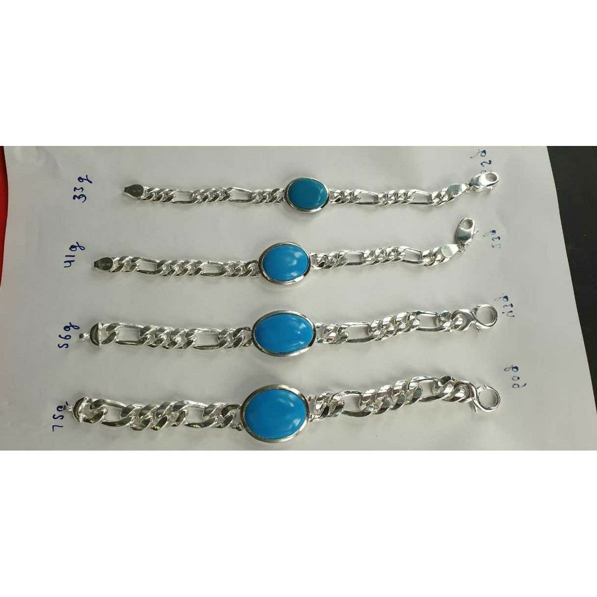 SALMAN KHAN Style Turquoise Black Stone Steel Bracelet 23cm / 9inches Long  | eBay