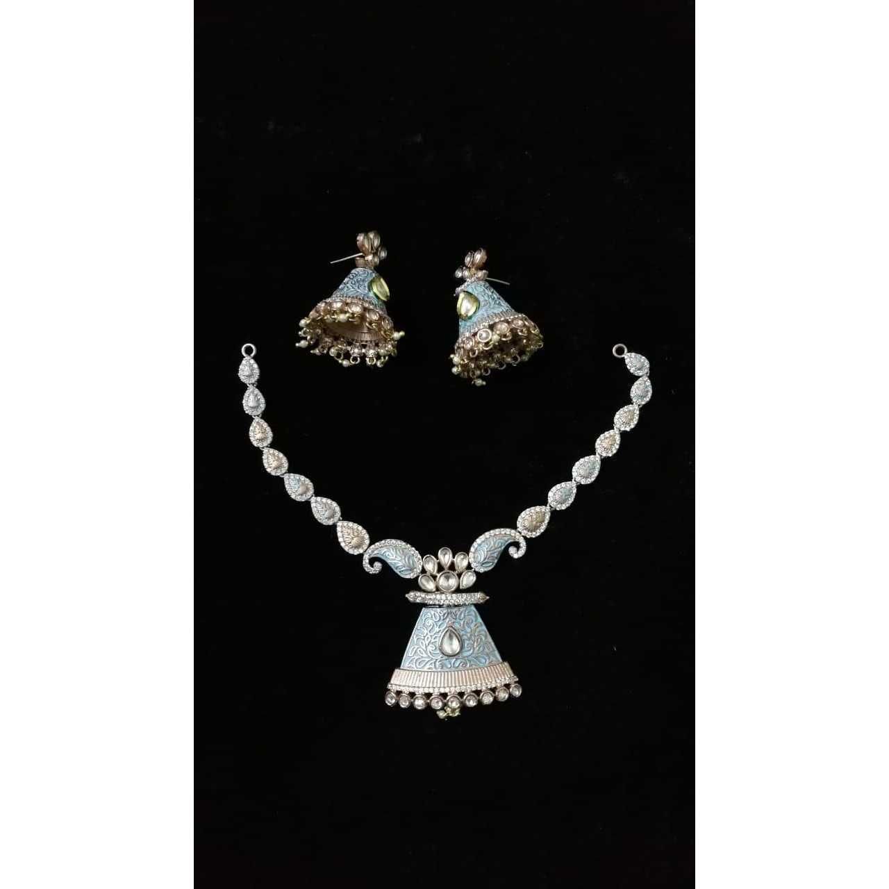 92.5 Sterling Silver Handmade Colorful Necklace Set