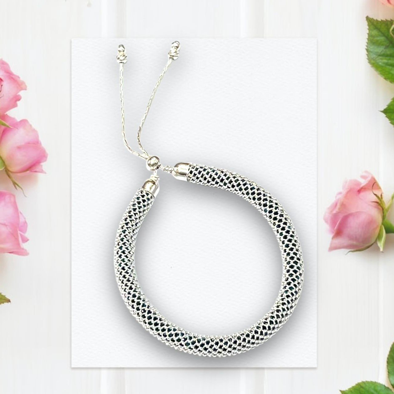 925 Silver Black Moti Bracelet