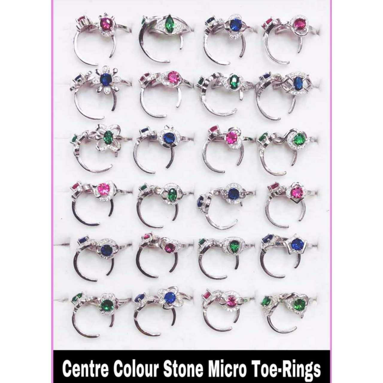 92.5 Sterling Silver Centre Colour Stone Micro Toe Ring(Bichiya Ferva) Ms-2698